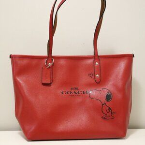 Coach Red Leather Peanuts Tote - 2015 Collection